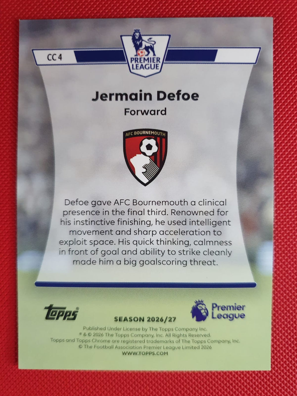Topps Chrome Jermain Defoe Classics CC4 - Reverso