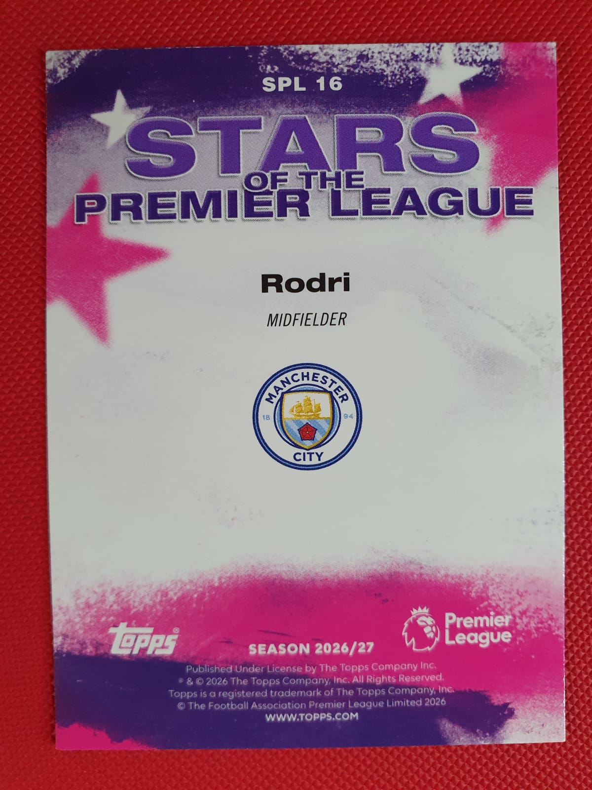 Rodri Stars of the Premier League SPL16 - Reverso