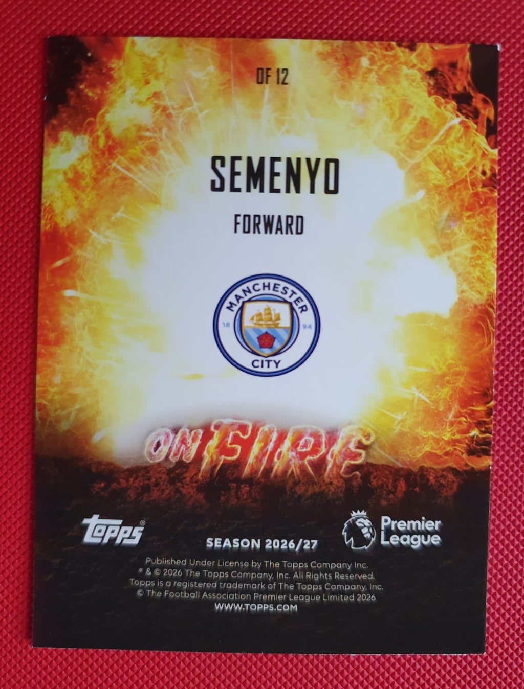Topps Premier League 2026-27 On Fire - Semenyo #OF-AS