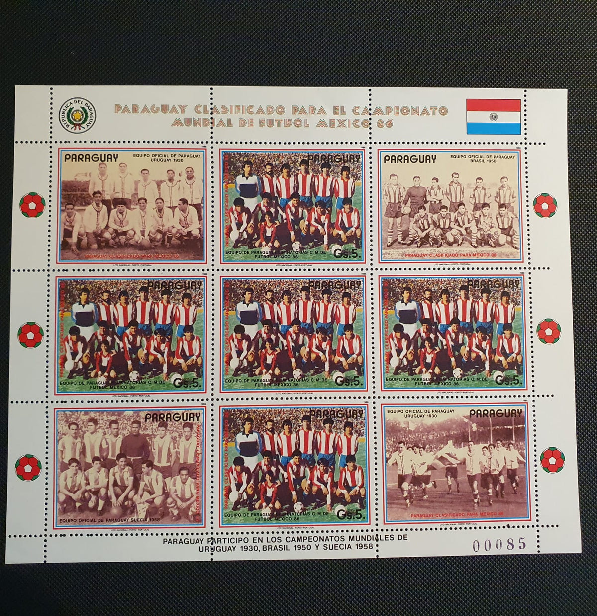 Hoja miniatura Paraguay clasificación Mundial México 1986 - Estampillas conmemorativas